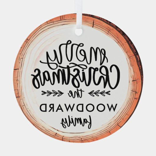 メリークリスマスファミリー名記念ツリー ガラスオーナメント (裏面)