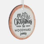 メリークリスマスファミリー名記念ツリー ガラスオーナメント (正面右)