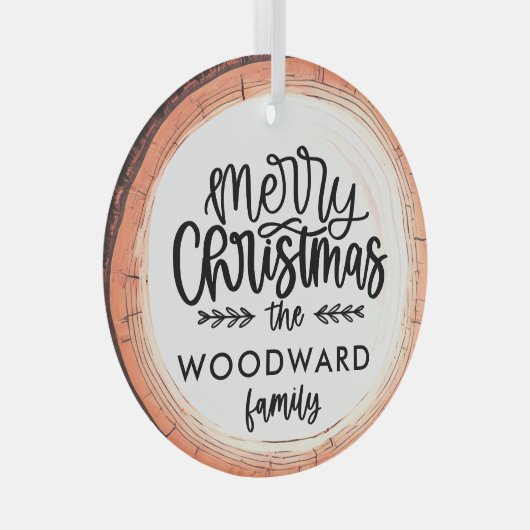 メリークリスマスファミリー名記念ツリー ガラスオーナメント (正面右)