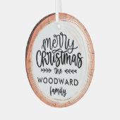 メリークリスマスファミリー名記念ツリー ガラスオーナメント (正面左)