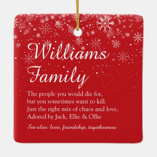 メリークリスマスファミリー定義スクリプエレガントト セラミックオーナメント (裏面)