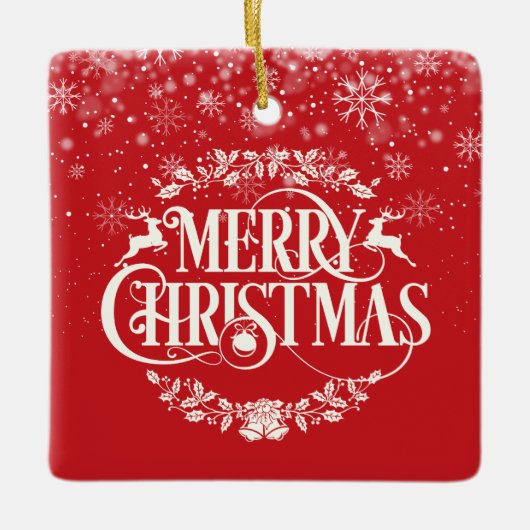 メリークリスマスファミリー定義スクリプエレガントト セラミックオーナメント (正面)