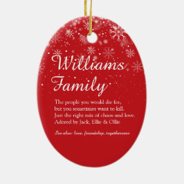 メリークリスマスファミリー定義スノーフレーク セラミックオーナメント