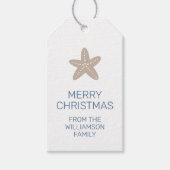 メリークリスマスファミリー沿岸スタイルヒトデ ギフトタグ (正面)