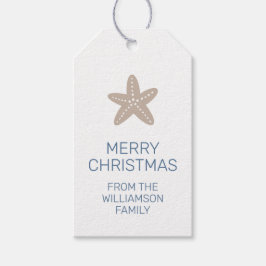 メリークリスマスファミリー沿岸スタイルヒトデ ギフトタグ