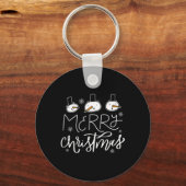 メリークリスマスファミリー雪だるまクリスマスメンズクリスマス キーホルダー (正面)