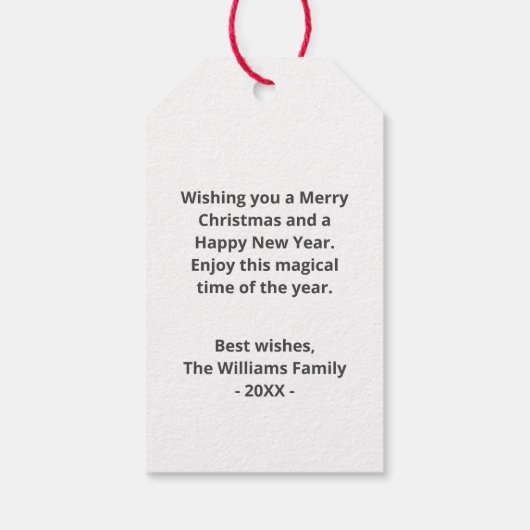 メリークリスマスファミリー雪だるま雪片ホワイト ギフトタグ (裏面)