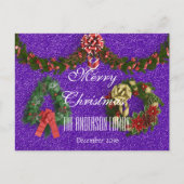 メリークリスマスファミリー2016年12月リース紫 シーズンポストカード (正面)