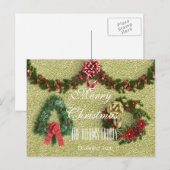 メリークリスマスファミリー2016年12月リース金ゴールド シーズンポストカード (正面/裏面)