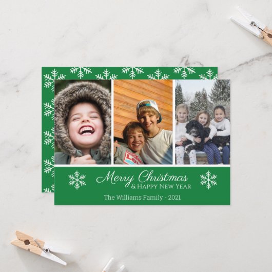 メリークリスマスファミリー3フォトスノーフレーク (正面/裏面インサイチュ)