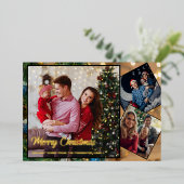 メリークリスマスファミリー3写真 箔シーズンカード (立ち正面)