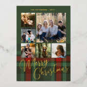 メリークリスマスファミリー6枚の写真レッド・グリーン・金ゴールド 箔シーズンカード