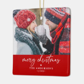 メリークリスマスファミリー/カップルの名前2 – 写真 セラミックオーナメント (左)