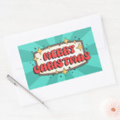 メリークリスマスファンキー文字、グルーヴなレトロ漫画 長方形シール (封筒)