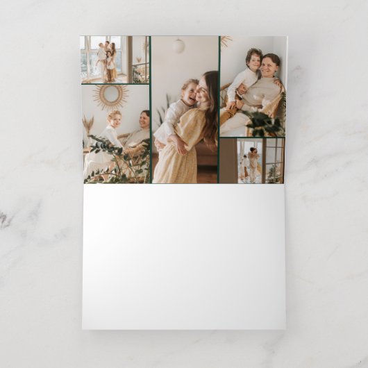 メリークリスマスファンシーのエレガント写真グリーン 箔グリーティングカード (内側レイダウン)