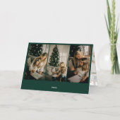 メリークリスマスファンシーのエレガント写真グリーン 箔グリーティングカード (裏面)