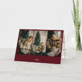 メリークリスマスファンシーエレガントフォトレッド 箔グリーティングカード (裏面)