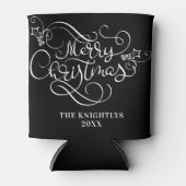 メリークリスマスファンシースクリプト名カスタム 缶クーラー (正面)