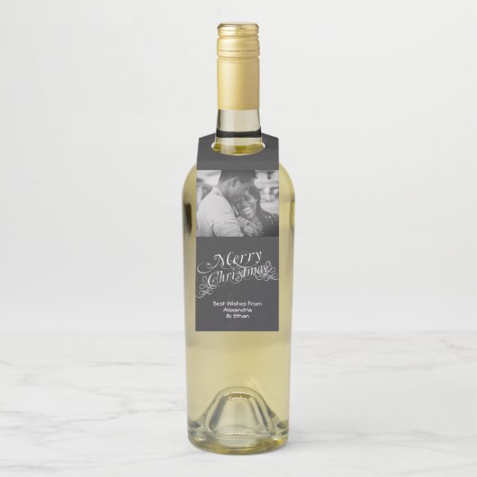 メリークリスマスファンシースクロールタイポグラフィシャルボード ボトルネックタグ (ボトル)