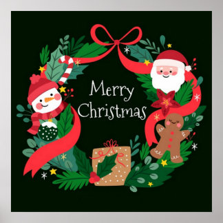 メリークリスマスファンシーワイアス、サンタと雪だるま ポスター