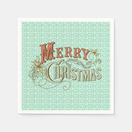 メリークリスマスファンシー文字デザイン スタンダードカクテルナプキン (正面)