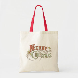 メリークリスマスファンシー文字デザイン トートバッグ