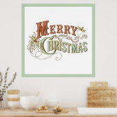 メリークリスマスファンシー文字デザイン ポスター (キッチン)