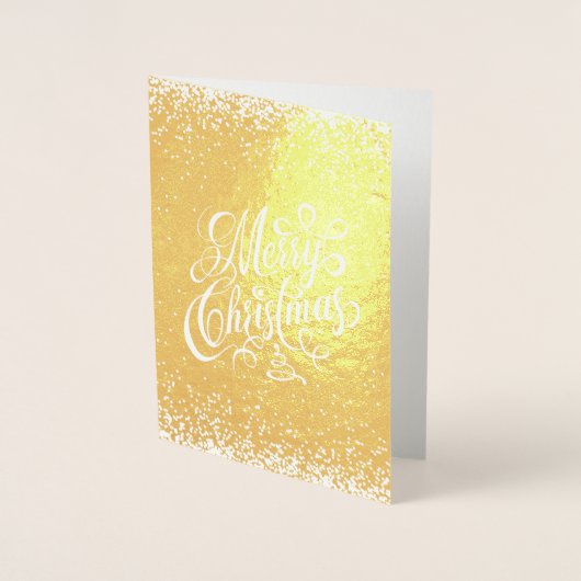 メリークリスマスファンシー書道ホワイトスノーフォール 箔カード (正面)