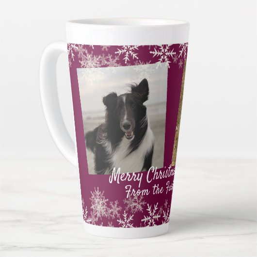 メリークリスマスファーベビーズスノーフレークが燃え上がる カフェラテマグ (左アングル)