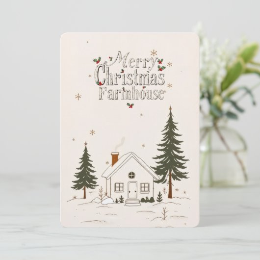 メリークリスマスファームハウス冬のホリデーカード。 招待状 (スタンド正面)