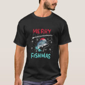 メリークリスマスフィッシュおもしろい魚釣りフィッシュギフトPr Tシャツ (正面)