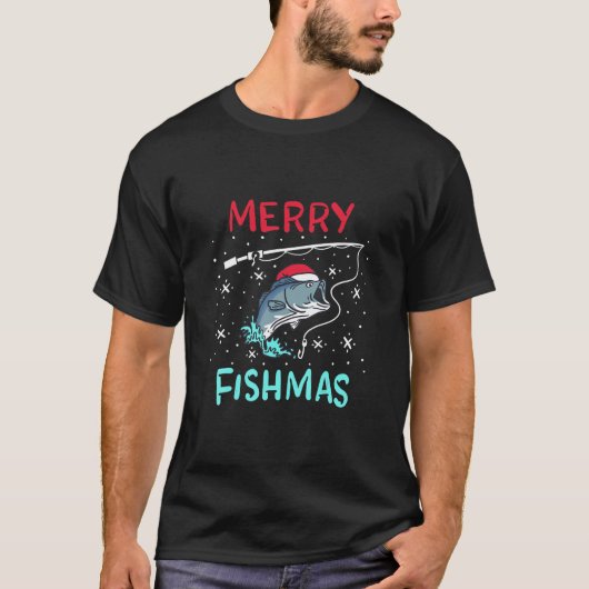 メリークリスマスフィッシュおもしろい魚釣りフィッシュギフトPr Tシャツ (正面)