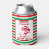 メリークリスマスフィッシュマスホリデー魚釣りビール 缶クーラー (缶正面)