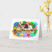 メリークリスマスフィンチ カード (黄色い花)