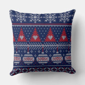 メリークリスマスフェアアイル編み物パターンレッドブルー クッション (裏面)