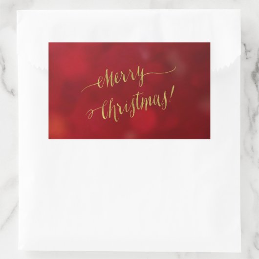 メリークリスマスフェイクゴールドフォイルホリデーグリーティング 長方形シール (バッグ)