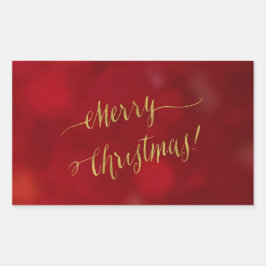メリークリスマスフェイクゴールドフォイルホリデーグリーティング 長方形シール