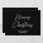 メリークリスマスフェイクシルバー・フォイルとブラック シーズンカード (正面/裏面)