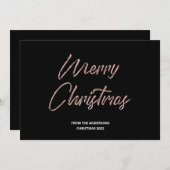 メリークリスマスフェイクバラゴールドフォイルとブラック シーズンカード (正面/裏面)