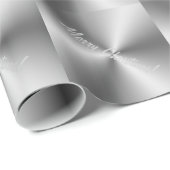 メリークリスマスフェイクメタリックグレーギフトラッピング ラッピングペーパー (ロールコーナー)