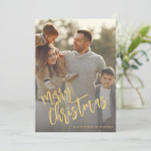 メリークリスマスフェイク金ゴールドのスクリプト写真 シーズンカード (スタンド正面)