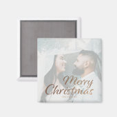 メリークリスマスフェイク金ゴールドカスタムの写真と名前 マグネット (正面/裏面)