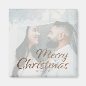 メリークリスマスフェイク金ゴールドカスタムの写真と名前 マグネット (正面)