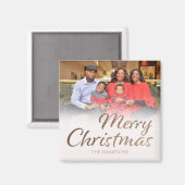 メリークリスマスフェイク金ゴールドグリッターフルフォト名 マグネット (正面/裏面)