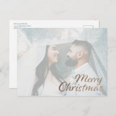 メリークリスマスフェイク金ゴールドグリッター写真 ポストカード (正面/裏面)