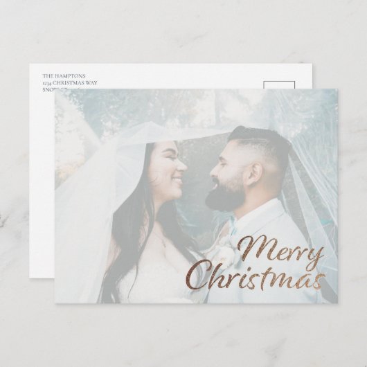 メリークリスマスフェイク金ゴールドグリッター写真 ポストカード (正面/裏面)