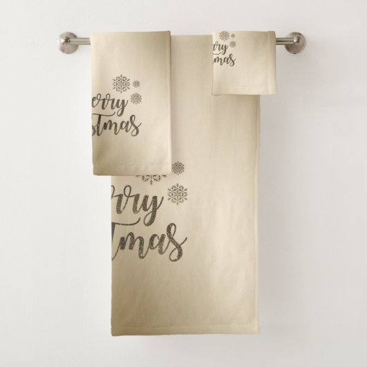 メリークリスマスフェイク金ゴールドグリッター バスタオルセット (インサイチュ)