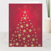メリークリスマスフェイク金ゴールドスターのホリデーツリー カード (正面)