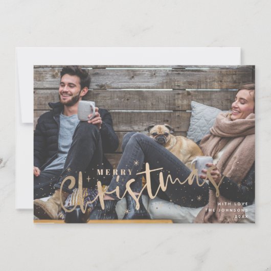 メリークリスマスフェイク金ゴールドホリデーカード シーズンカード (正面)