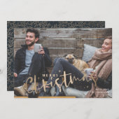 メリークリスマスフェイク金ゴールドホリデーカード シーズンカード (正面/裏面)